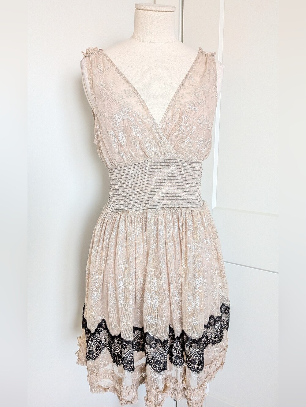 NWT Free People Supernova Lace Dress Whimsigoth Fairycore Metallic M